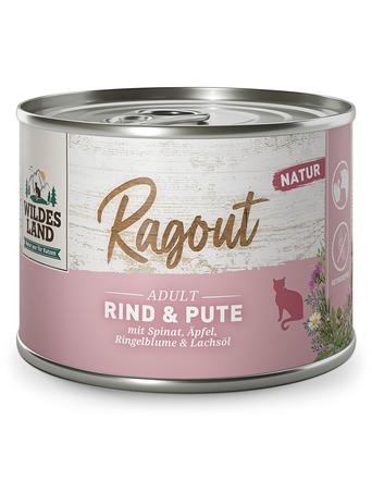 Wildes Land Nassfutter von Wildes Land Ragout Rind & Pute mit Spinat
