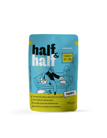 HALF&HALF Nassfutter von HALF&HALF Truthahnstücke in Soße für Welpen