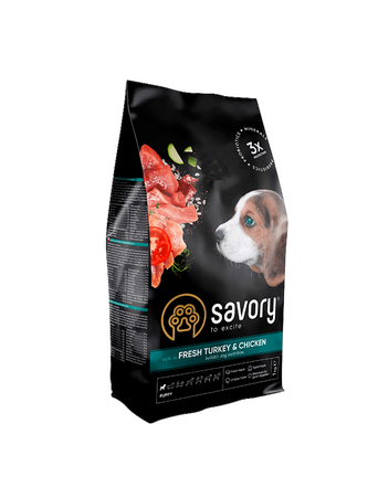 Savory Trockenfutter von Savory Reich an Frischer Pute & Huhn für Welpen