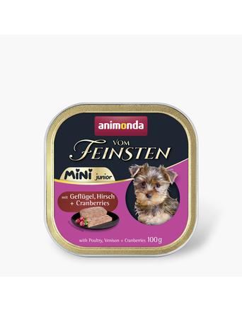 Vom Feinsten Nassfutter von Vom Feinsten Junior Mini mit Geflügel, Hirsch + Cranberrys